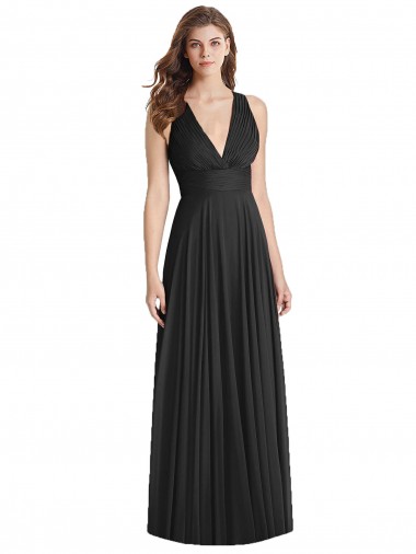 Long Sleeveless Soft Chiffon Black A-Line Bridesmaid Dress Newcastle