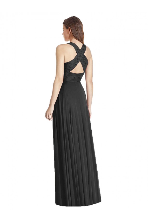 Long Sleeveless Soft Chiffon Black A-Line Bridesmaid Dress Newcastle