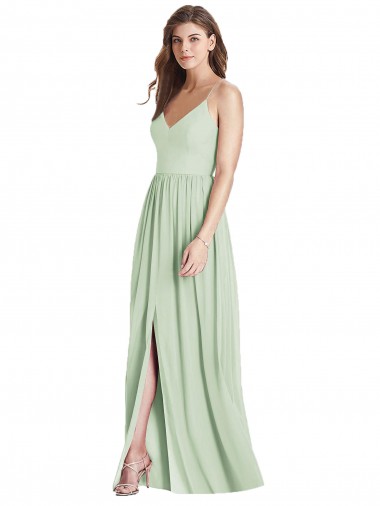 Long Sleeveless Soft Chiffon Sage A-Line Semi Formal Evening Dress / Bridesmaid Dress Newcastle