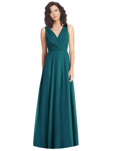 Long Sleeveless Chiffon Hunter A-Line Wedding Party Dress Newcastle