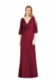 Long Bell Sleeves Soft Chiffon Burgundy Trumpet Formal Dress / Bridesmaid Dress Newcastle