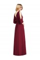Long Bell Sleeves Soft Chiffon Burgundy Trumpet Formal Dress / Bridesmaid Dress Newcastle