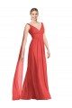 Long Sleeveless Soft Chiffon Firecracker V-Neck A-Line Bridesmaid Dress Newcastle