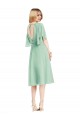 Knee Length Flutter Sleeves Soft Chiffon Mint Green A-Line Bridesmaid Dress Newcastle