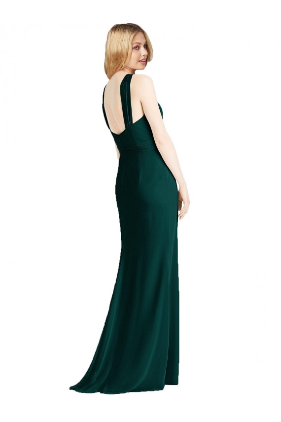 Long Sleeveless Soft Chiffon Ever Green Trumpet Bridesmaid Dress Newcastle