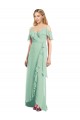 Long Cold Shoulder Soft Chiffon Mint Green Trumpet High Low Bridesmaid Dress Newcastle