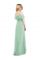 Long Cold Shoulder Soft Chiffon Mint Green Trumpet High Low Bridesmaid Dress Newcastle