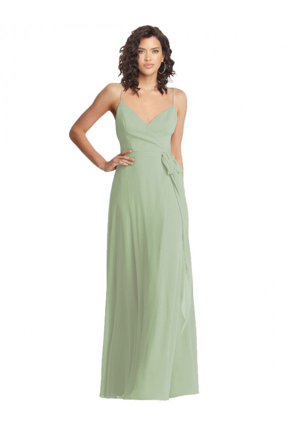 Long Sleeveless Soft Chiffon Smoke Green Trumpet Formal Evening Gown / Bridesmaid Dress Newcastle