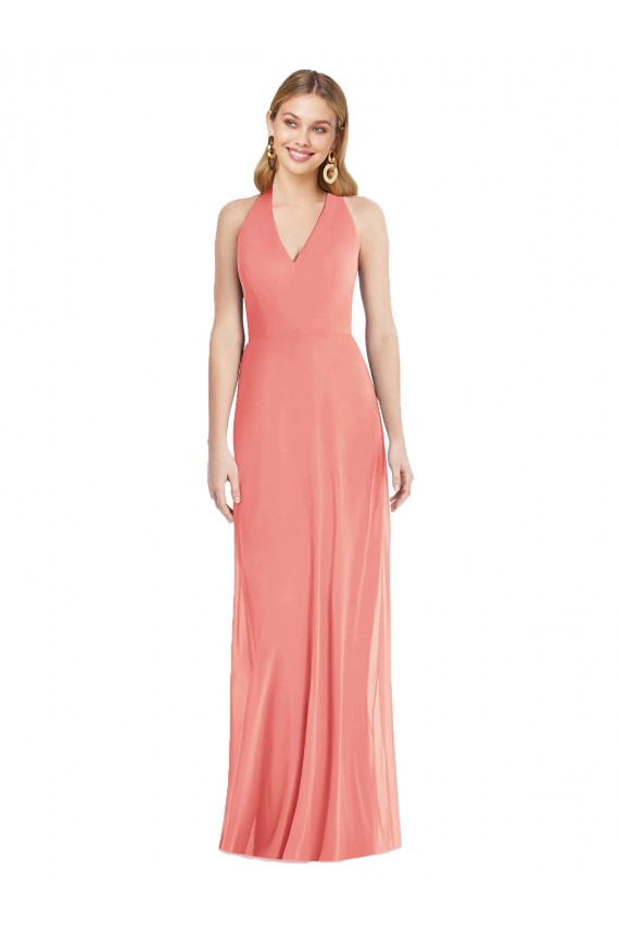 Long Sleeveless Soft Chiffon Desert Rose Trumpet Formal Evening Gown / Bridesmaid Dress Newcastle