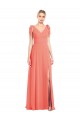 Long Sleeveless Soft Chiffon Coral Trumpet Bridesmaid Dress Newcastle