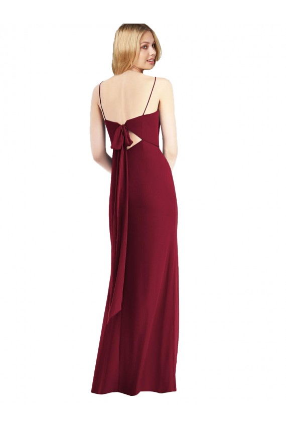 Long Sleeveless Soft Chiffon Burgundy Spaghetti Straps Trumpet Bridesmaid Dress Newcastle