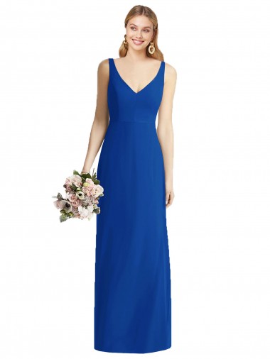 Long Sleeveless Soft Chiffon Royal Blue Mermaid Bridesmaid Dress Newcastle