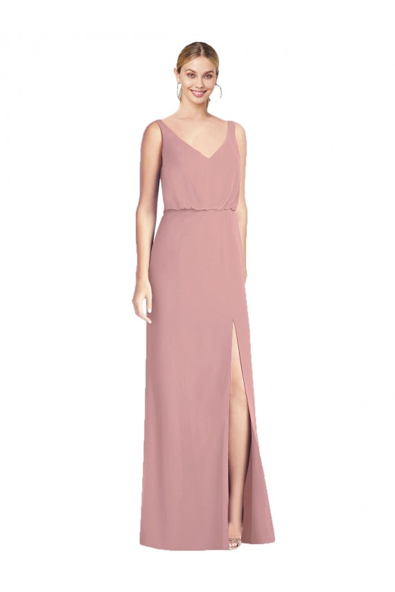 Long Sleeveless Soft Chiffon Dusty Pink Mermaid Bridesmaid Dress Newcastle