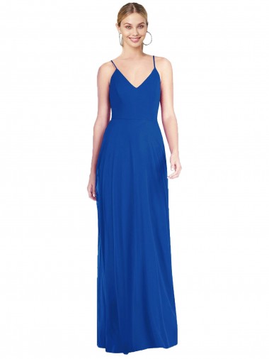 Long Sleeveless Soft Chiffon Royal Blue A-Line Formal Dress / Bridesmaid Dress Newcastle
