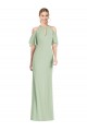 Long Cold Shoulder Soft Chiffon Sage Mermaid Semi Formal Evening Dress / Bridesmaid Dress Newcastle