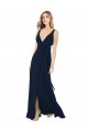 Long Sleeveless Chiffon Dark Navy V-Neck A-Line Bridesmaid Dress / Evening Dress Newcastle