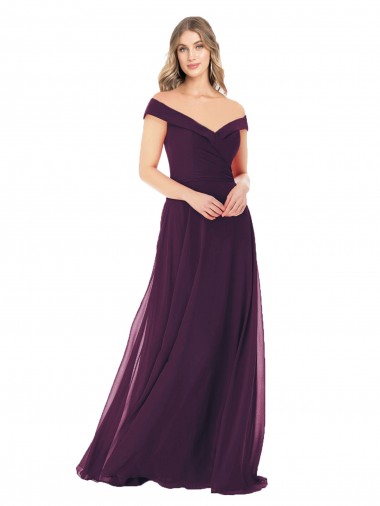 Long Sleeveless Soft Chiffon Grape A-Line Bridal Party Dress Newcastle