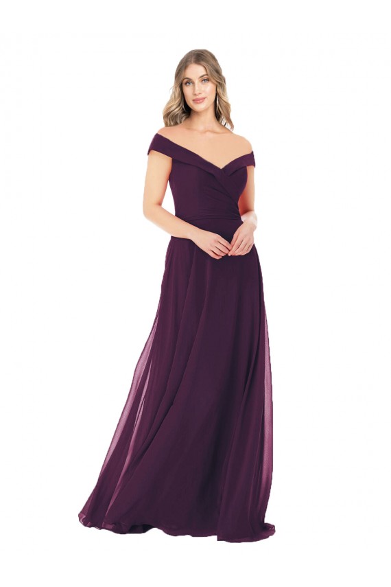 Long Sleeveless Soft Chiffon Grape A-Line Bridal Party Dress Newcastle