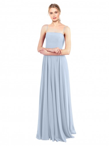Long Sleeveless Soft Chiffon Light Sky Blue A-Line Bridesmaid Dress Newcastle
