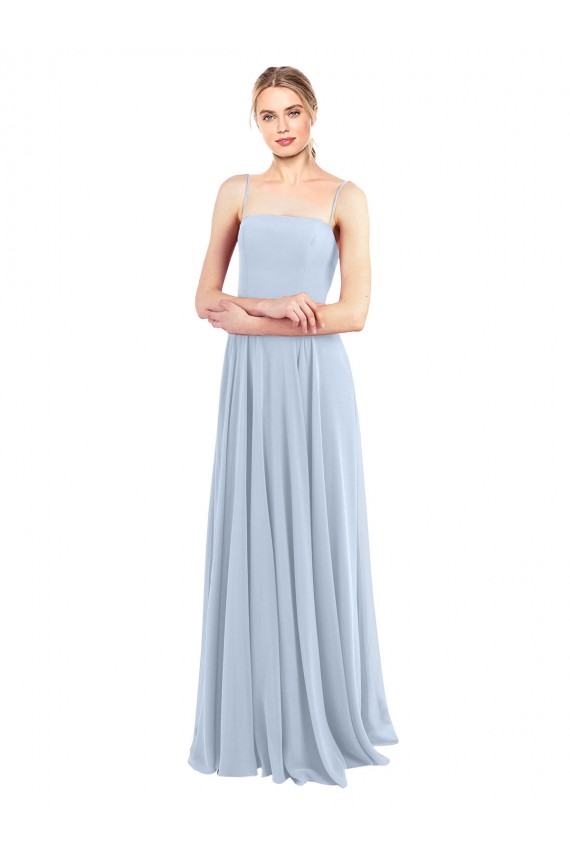 Long Sleeveless Soft Chiffon Light Sky Blue A-Line Bridesmaid Dress Newcastle