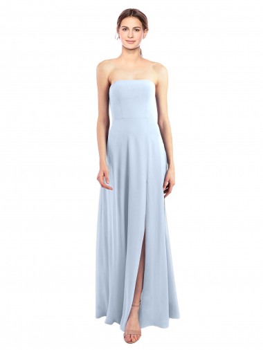 Long Sleeveless Soft Chiffon Light Sky Blue Strapless A-Line Bridesmaid Dress Newcastle