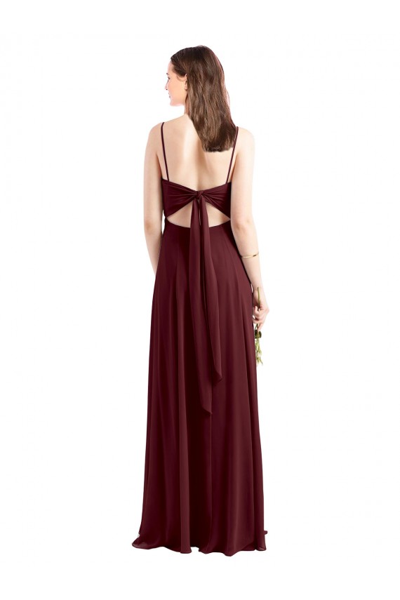 Long Sleeveless Chiffon Burgundy Gold A-Line Bridesmaid Dress / Evening Dress Newcastle