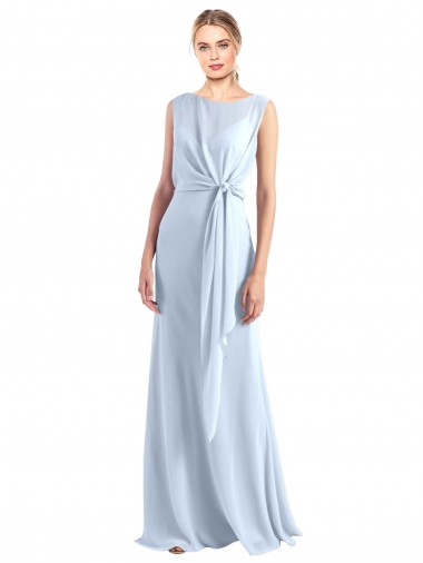 Long Sleeveless Chiffon Light Sky Blue V-Neck A-Line Bridesmaid Dress / Evening Gowns Newcastle