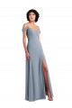 Long Sleeveless Chiffon Dusty Blue Off the Shoulder A-Line Formal Dress / Bridesmaid Dress Newcastle