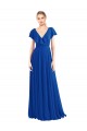 Long Flutter Sleeves Soft Chiffon Royal Blue A-Line Bridesmaid Dress Newcastle