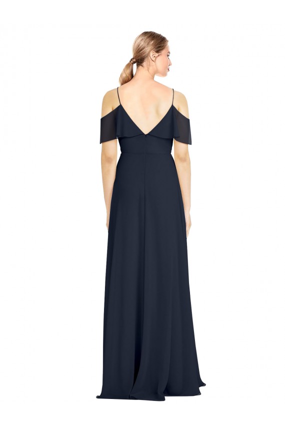 Long Sleeveless Lxue Chiffon Dark Navy A-Line Bridesmaid Dress Newcastle
