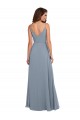 Long Sleeveless Soft Chiffon Dusty Blue Cowl Neck A-Line Formal Dress / Bridesmaid Dress Newcastle