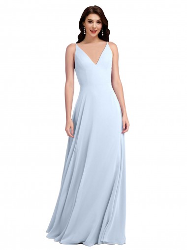 Long Sleeveless Soft Chiffon Light Sky Blue A-Line Evening Dress / Bridesmaid Dress Newcastle