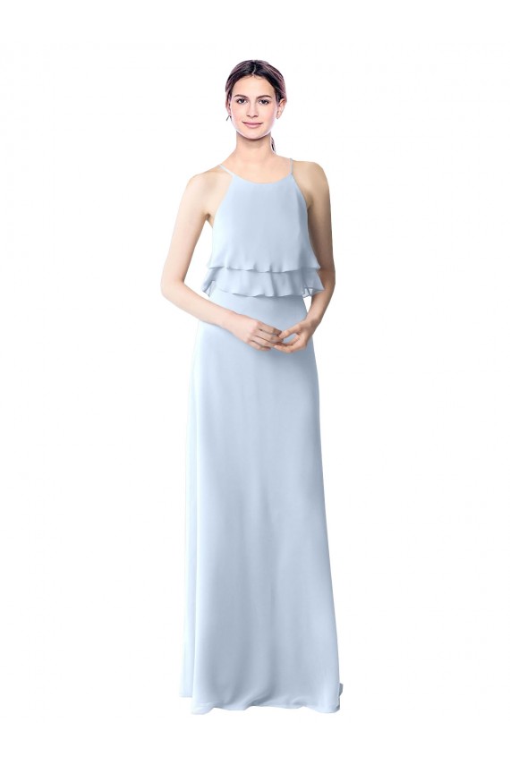 Long Sleeveless Soft Chiffon Light Sky Blue A-Line Bridesmaid Dresses Newcastle