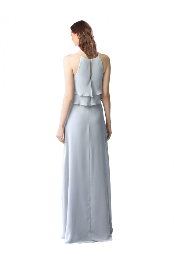 Long Sleeveless Soft Chiffon Light Sky Blue A-Line Bridesmaid Dresses Newcastle