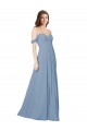 Long Sleeveless Chiffon Dusty Blue Sweetheart A-Line Wedding Party Dress Newcastle