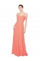 Long Sleeveless Soft Chiffon Coral Spaghetti Straps A-Line Bridesmaid Dress Newcastle