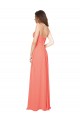 Long Sleeveless Soft Chiffon Coral Spaghetti Straps A-Line Bridesmaid Dress Newcastle