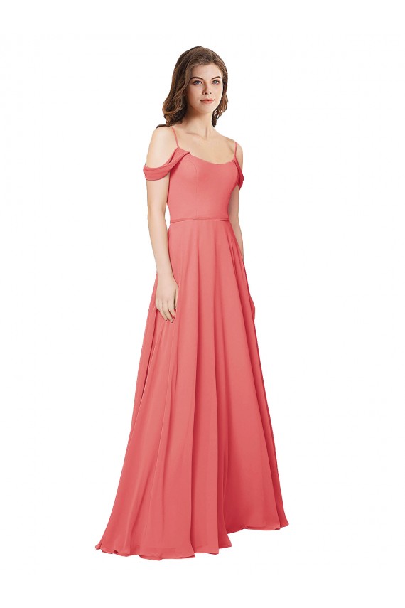 Long Sleeveless Soft Chiffon Desert Rose A-Line Bridesmaid Dress Newcastle