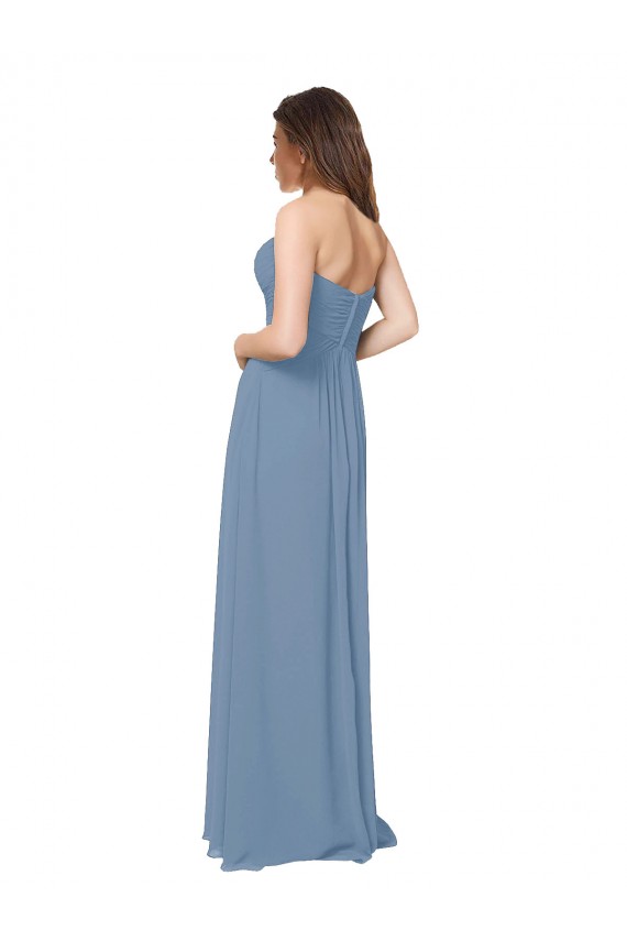 Long Sleeveless Chiffon Dusty Blue A-Line Bridesmaid Dress / Evening Gowns Newcastle