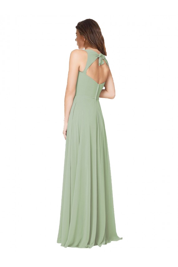 Long Sleeveless Soft Chiffon Smoke Green Sweetheart A-Line Formal Dress / Bridesmaid Dress Newcastle
