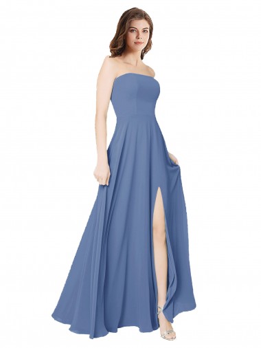 Long Sleeveless Soft Chiffon Windsor Blue A-Line Formal Dress / Bridesmaid Dress Newcastle