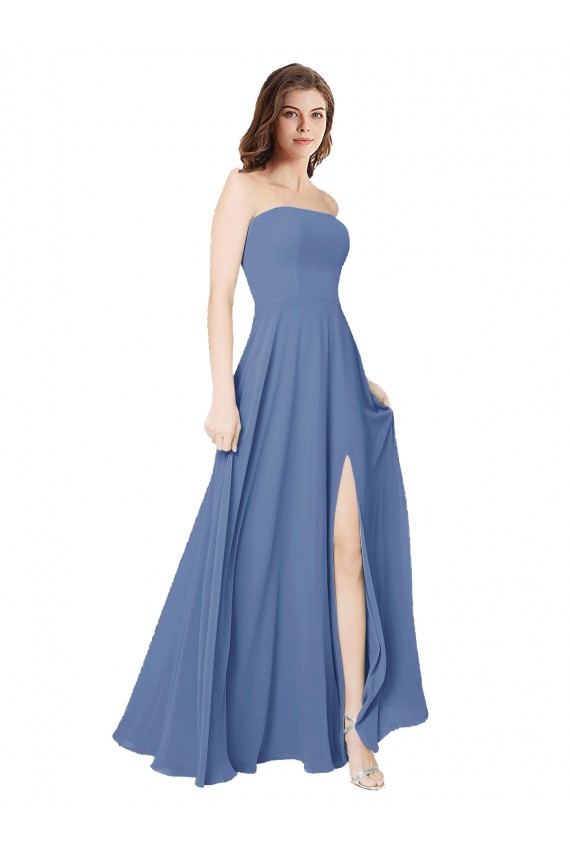 Long Sleeveless Soft Chiffon Windsor Blue A-Line Formal Dress / Bridesmaid Dress Newcastle