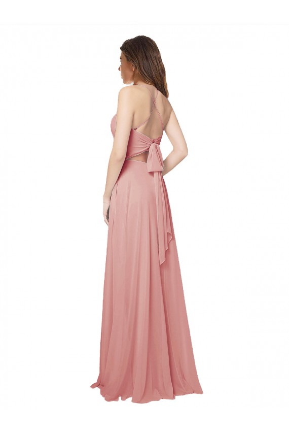 Long Sleeveless Soft Chiffon Bliss Pink A-Line Bridesmaid Dress Newcastle
