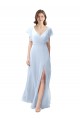 Long Flutter Sleeves Soft Chiffon Light Sky Blue A-Line Bridesmaid Dress / Formal Dress Newcastle