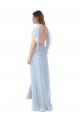Long Flutter Sleeves Soft Chiffon Light Sky Blue A-Line Bridesmaid Dress / Formal Dress Newcastle