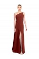Long Sleeveless Soft Chiffon Burgundy One Shoulder A-Line Formal Dress / Bridesmaid Dress Newcastle