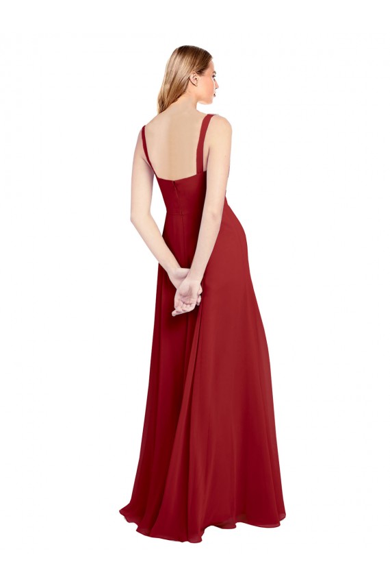 Long Sleeveless Soft Chiffon Red A-Line Bridesmaid Dress Newcastle