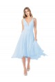 Midi Length Sleeveless Soft Chiffon Light Sky Blue A-Line Bridesmaid Dress Newcastle