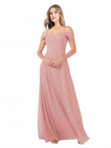 Long Sleeveless Soft Chiffon Bliss Pink A-Line Bridal Party Dress Newcastle