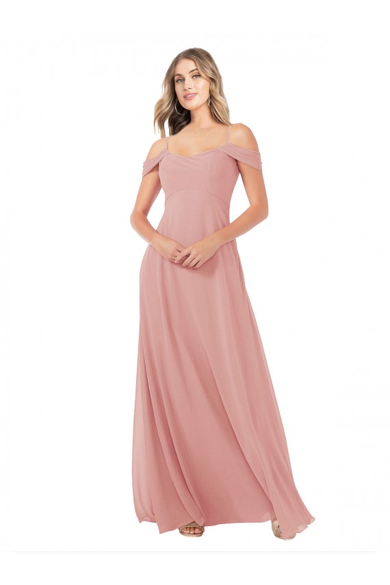 Long Sleeveless Soft Chiffon Bliss Pink A-Line Bridal Party Dress Newcastle